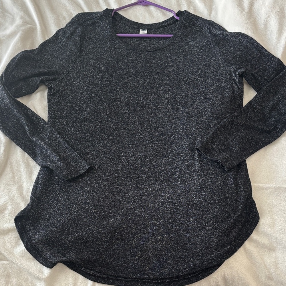 Old Navy Sparkle Long-Sleeve Scoop Neck Top in Charcoal